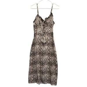 Adorable Babydoll‎ Tie Front Sundress Maxi Snakeskin Size S Witchygoth Coquette